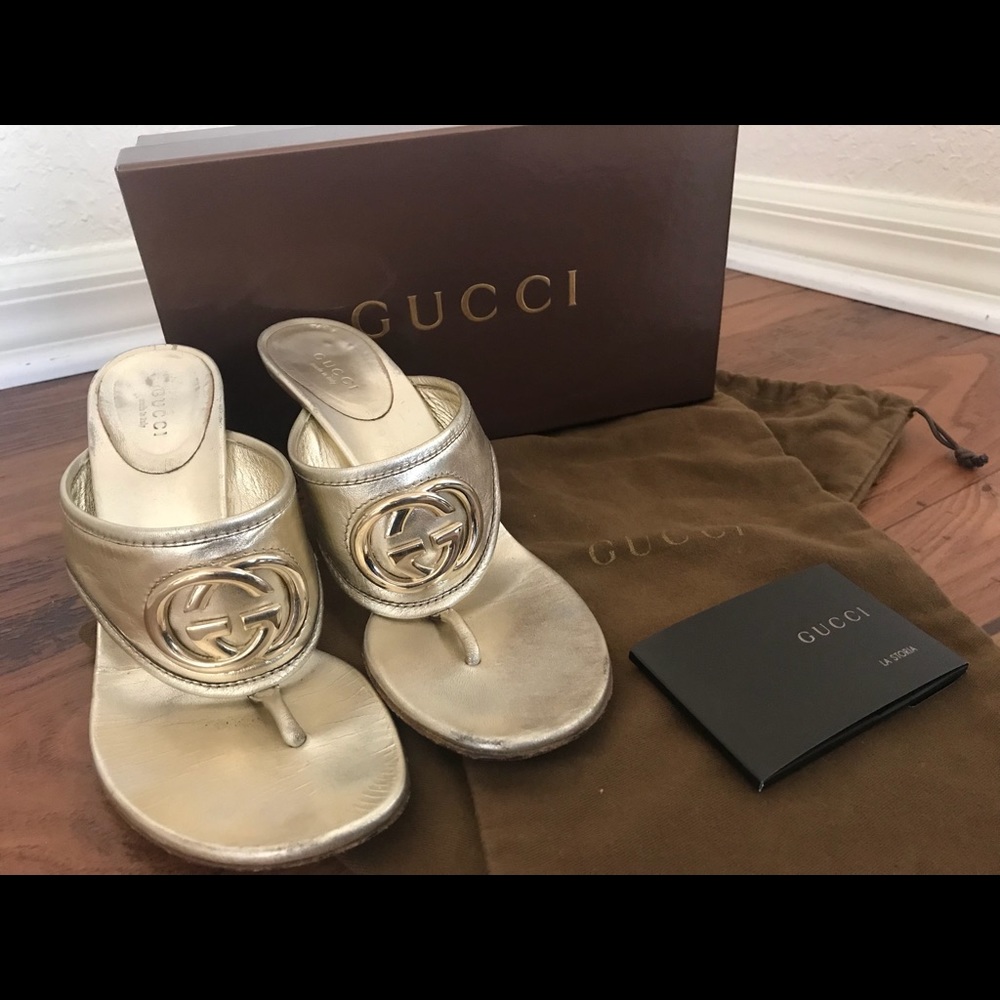 Authentic Gucci Sandals Nappa Silk Platino